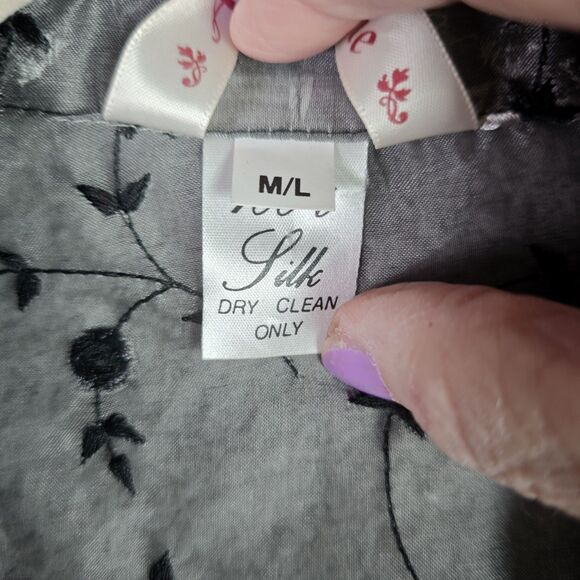 Angel Pie Sheer Silk Embroidered Floral Cropped Jacket M L Fairycore Vintage Y2K - Picture 5 of 12
